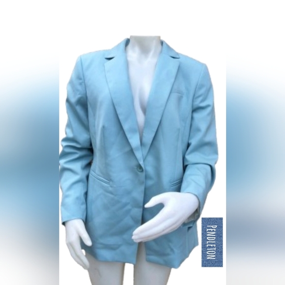 Pendleton Baby Blue Wool Vintage Lined Blazer 14 NWT - Picture 2 of 14